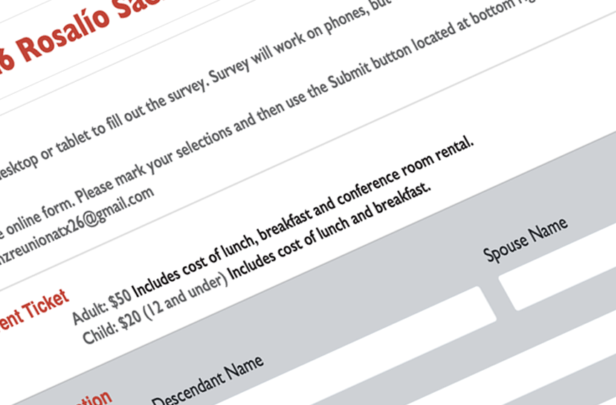 partial image of reunion survey.